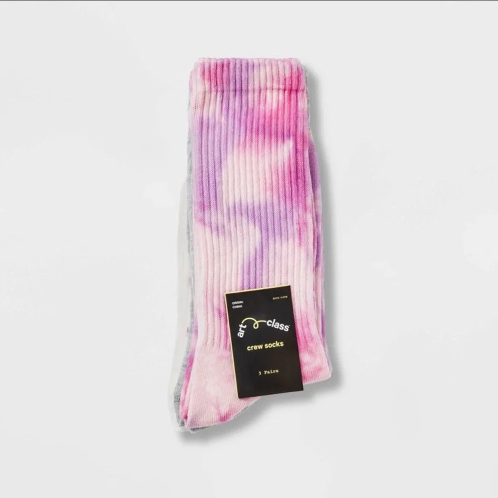 Art Class Ribbed 3 Pair Crew Socks